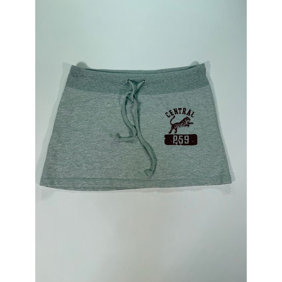 Derek Heart Dresses & Skirts - Vtg Y2K Central Tiger Graphic Mini Skirt Womens Small Gray Drawstring Sporty